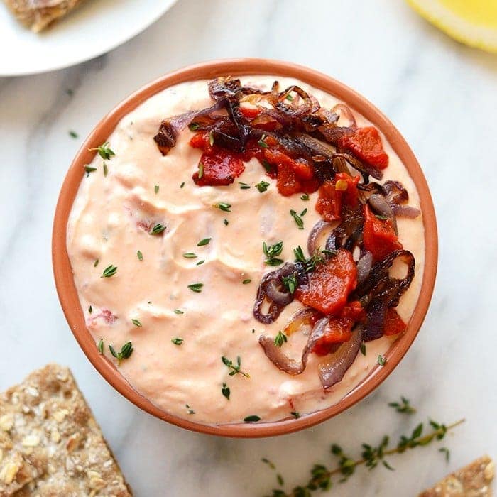 Easy Roasted Red Pepper Goat Cheese Dip: Party Perfect